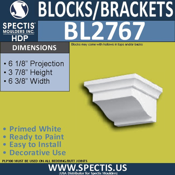 BL2767 Eave Block or Bracket 6.3"W x 3.9"H x 6.1" P