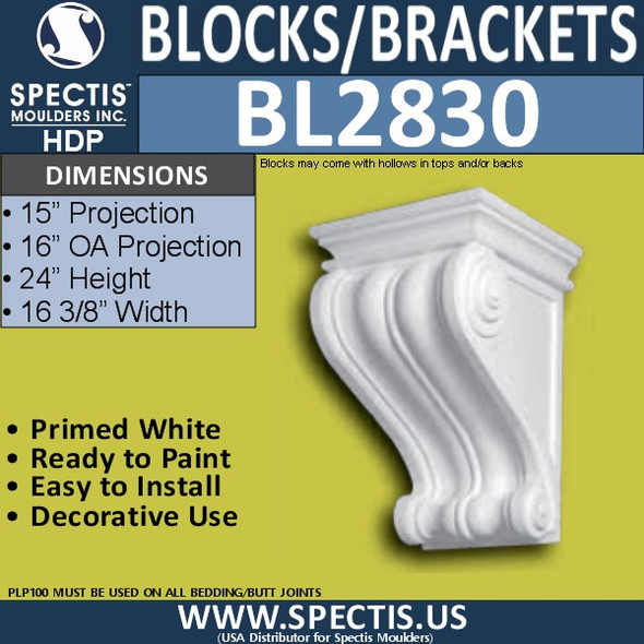 BL2830 Eave Block or Bracket 16.2"W x 24"H x 15" P