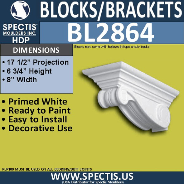 BL2864 Eave Block or Bracket 8"W x 6.75"H x 17.5" P