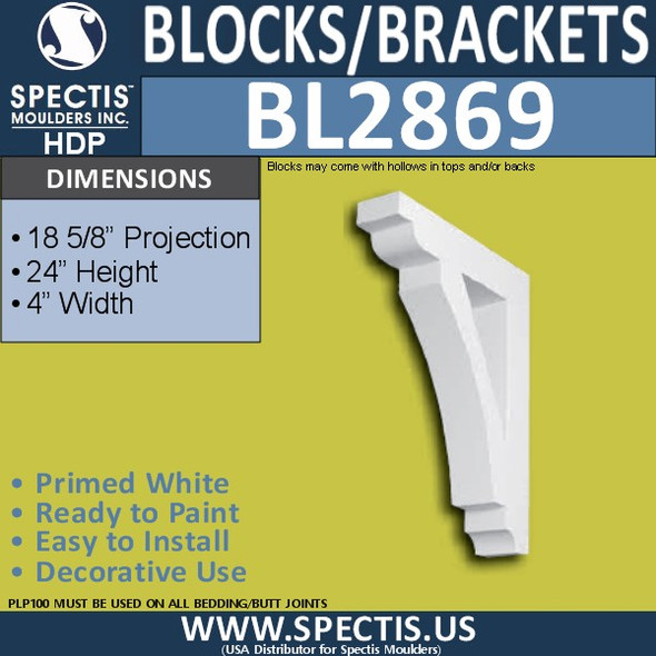 BL2869 Eave Block or Bracket 4"W x 24"H x 18.5" P