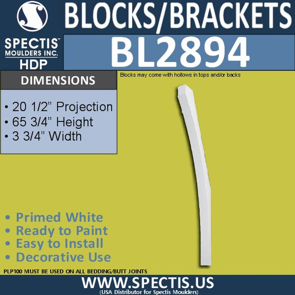 BL2894 Eave Block or Bracket 3.75"W x 65.75"H x 20.5" P