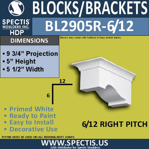 BL2905R-6/12 Pitch Eave Bracket 6"W x 5"H x 9.75" P