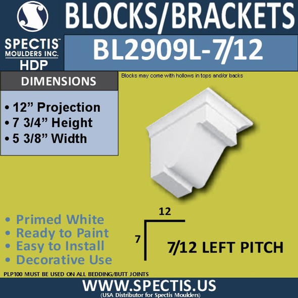 BL2909L-7/12 Pitch Eave Bracket 5.3"W x 7.75"H x 12" P