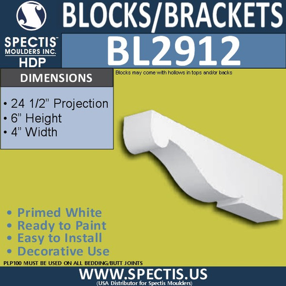 BL2912 Eave Block or Bracket 4"W x 6"H x 24.5" P