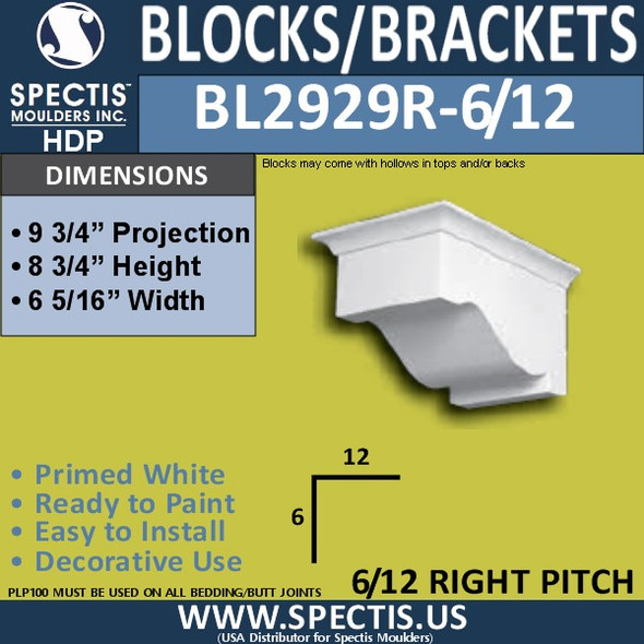 BL2929R-6/12 Pitch Eave Bracket 6.5"W x 8.75"H x 9.75" P