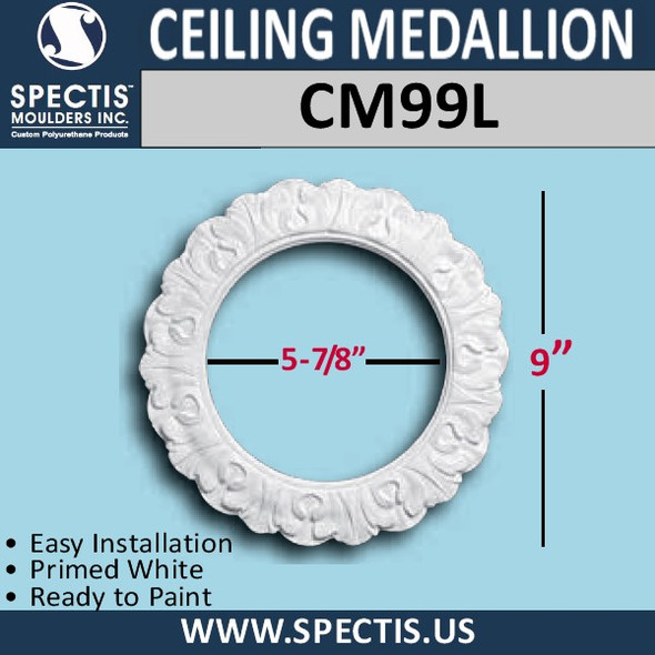 CM99L 9" Round Decorative Ceiling Ring Medallion 5 7/8" Hole