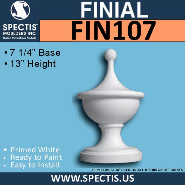 FIN107 Urn Cup Urethane Finial 7 1/4" x 13"