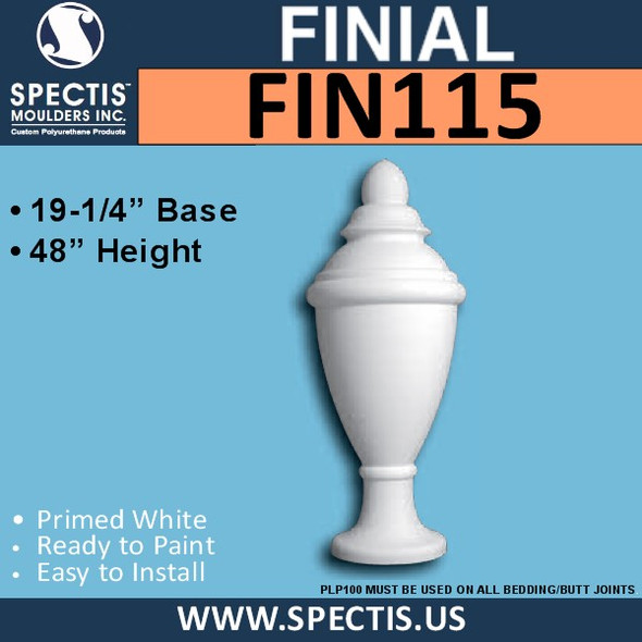 FIN115 Urn Style Spectis Urethane Finial 19 1/4" x 48"