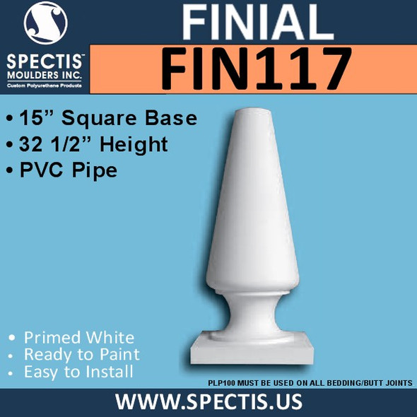 FIN117 Cone Shape Top Urethane Finial 15" x 32-1/2"