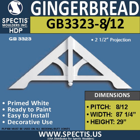 GB3323-6-12 Gingerbread Gable Trim 87 1/4"W x 29"H