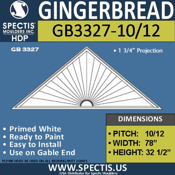 GB3327-10/12 Gingerbread Gable Trim 78"W X 32.5"H