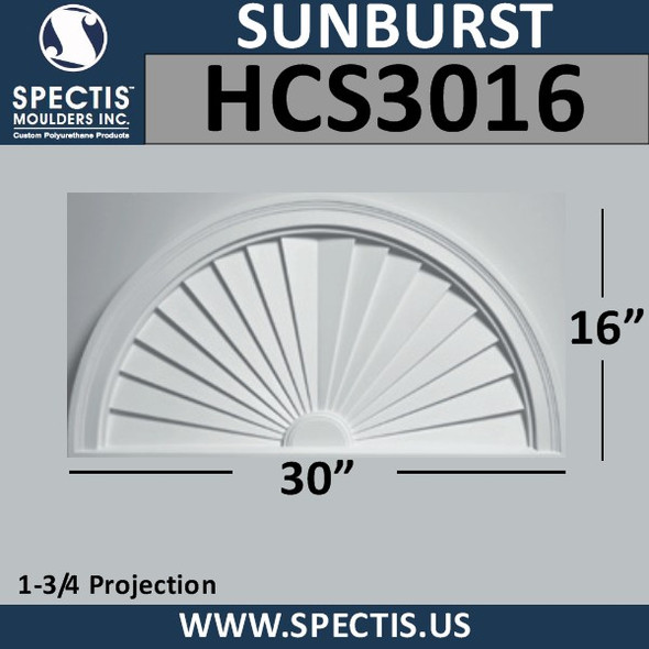 HCS3016 Half Circle Urethane Sunburst 30 x 16