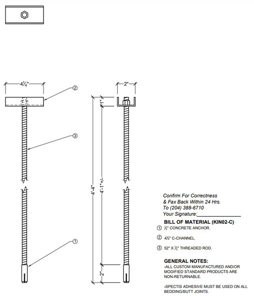 Newel Post Anchor Hardware Kit for Concrete Applications KIN 02-C