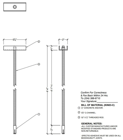 Newel Post Anchor Hardware Kit for Concrete Applications KIN 03-C