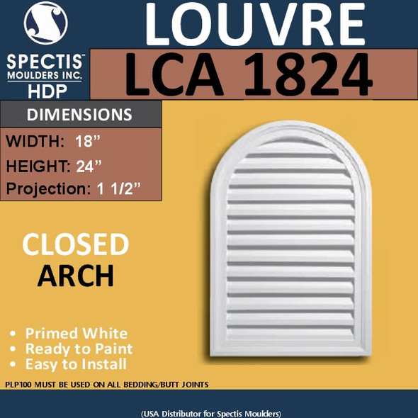 LCA1824 Arch Top Gable Louver Vent - Closed - 18" x 24"