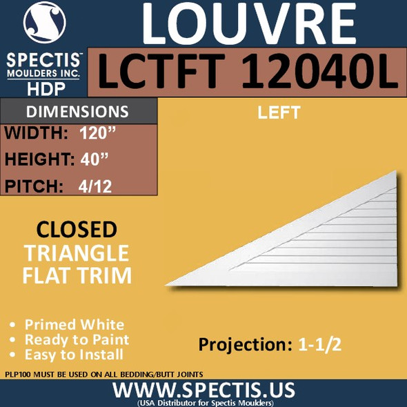 LCT12040L Triangle Gable Louver Vent - Closed - 120 x 40 Left