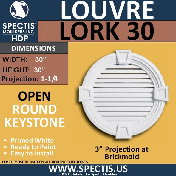 LORK30 Round Open Louver with Keystone 30"