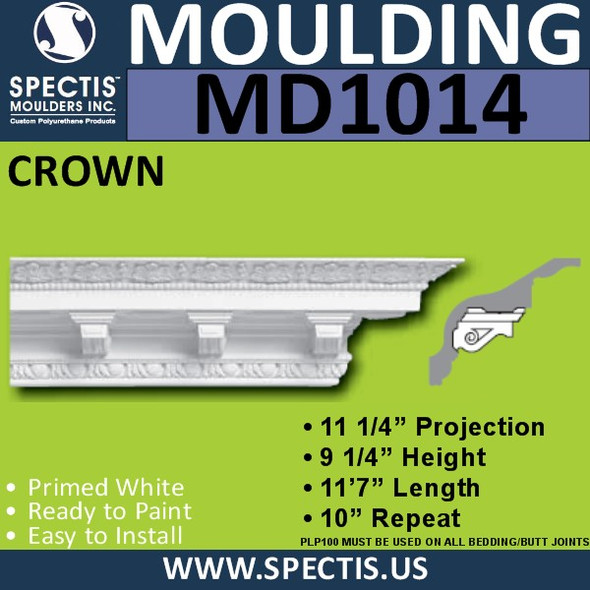 MD1014 Spectis Crown Molding Dentil Trim 11 1/4"P x 9 1/4"H x 139"L