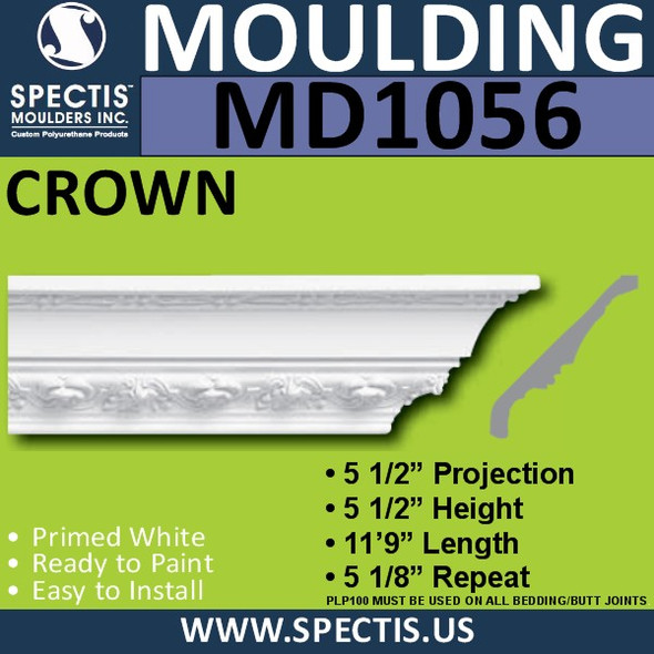 MD1056 Spectis Crown Molding Trim 5 1/2"P x 5 1/2"H x 141"L