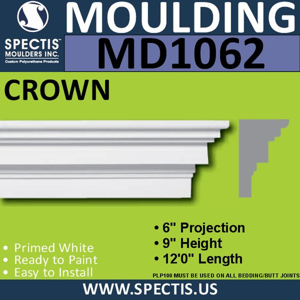 MD1062 Spectis Molding Head Trim 6"P x 9"H x 144"L