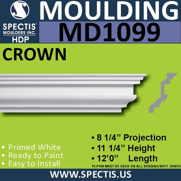 MD1099 Spectis Crown Molding Trim 8 1/4"P x 11 1/4"H x 144"L