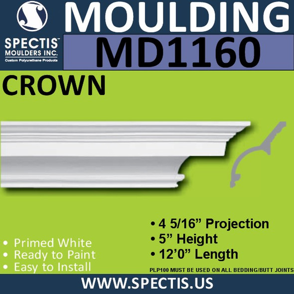 MD1160 Spectis Crown Molding Trim 4 9/32"P x 5"H x 144"L