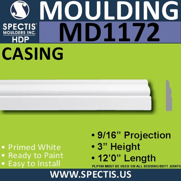 MD1172 Spectis Molding Case Trim 9/16"P x 3"H x 144"L