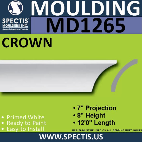 MD1265 Spectis Crown Molding Trim 7"P x 8"H x 144"L