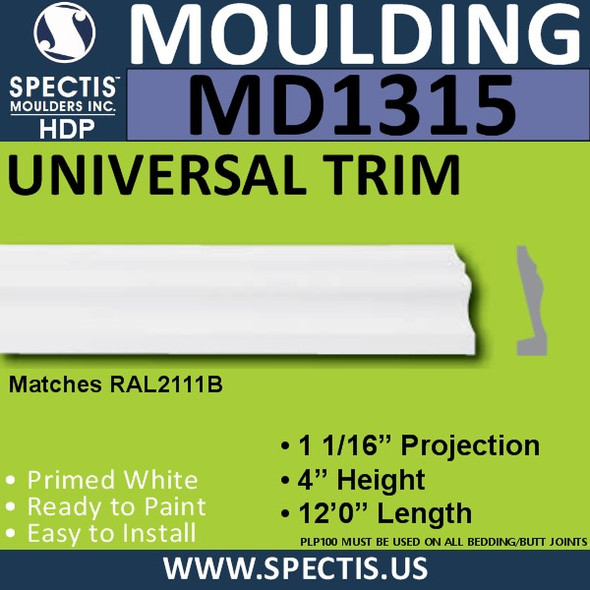 MD1315 Spectis Molding Case Trim 1 1/16"P x 4"H x 144"L