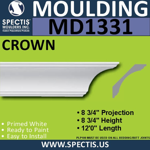 MD1331 Spectis Crown Molding Trim 9"P x 9"H x 144"L