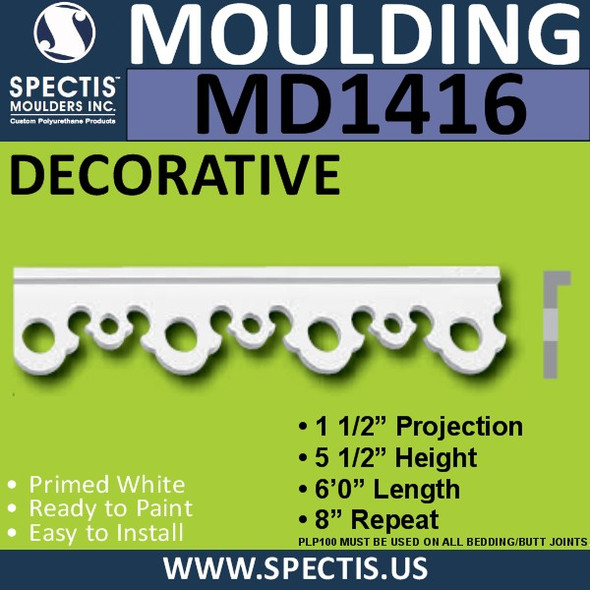 MD1416 Spectis Molding Base Cap Trim 3/4"P x 5 1/2"H x 72"L