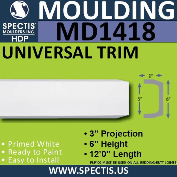 MD1418 Spectis Molding Post Beam Trim 3"W x 6"H x 144"L