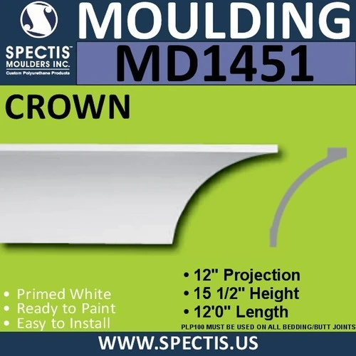 MD1451 Spectis Crown Molding Trim 12"P x 15"H x 144"L