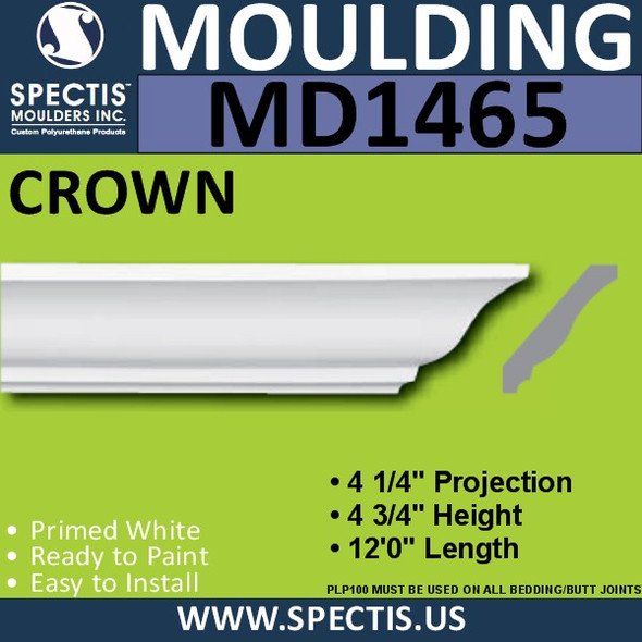 MD1465 Spectis Crown Molding Trim 4 1/4"P x 4 3/4"H x 144"L