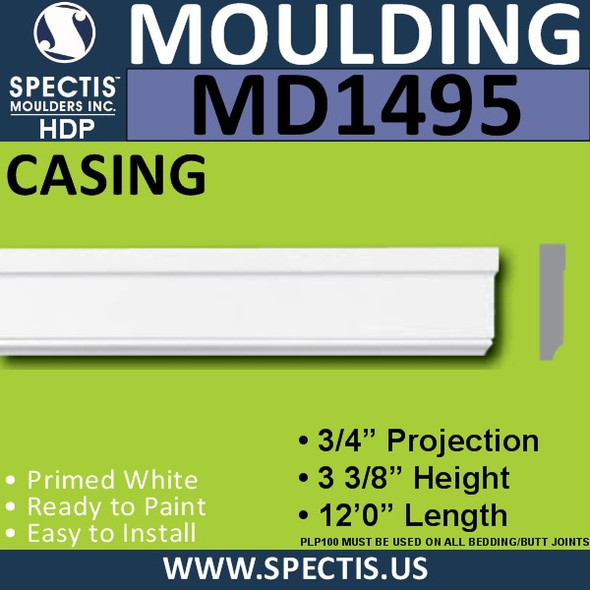 MD1495 Spectis Molding Case Trim 3/4"P x 3 3/8"H x 144"L