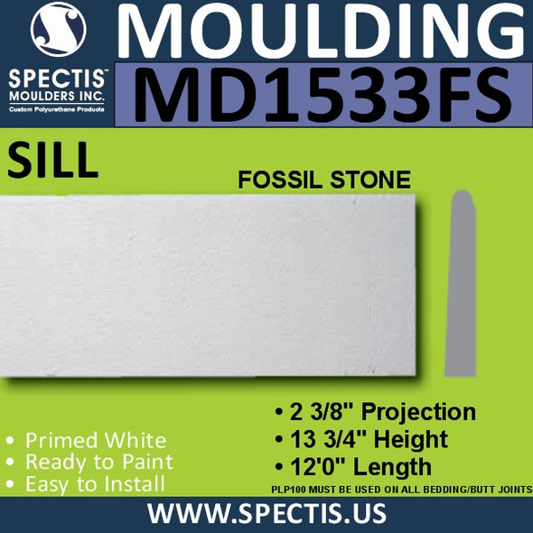 MD1533FS Spectis Fossil Stone Sill 2 1/4"P x 11 1/2"H x 144"L