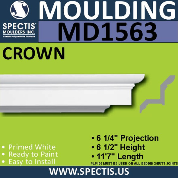MD1563 Spectis Crown Moulding 6 1/4"P x 6 1/2"H x 144"L