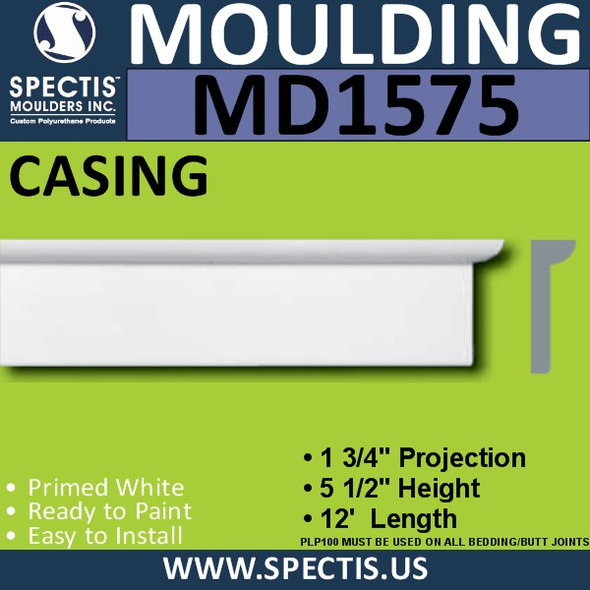 MD1575 Spectis Molding Base Trim 1 3/4"P x 5 1/2"H x 144"L