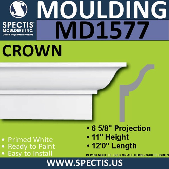 MD1577 Spectis Crown Molding Trim 6 5/8"P x 11"H x 144"L