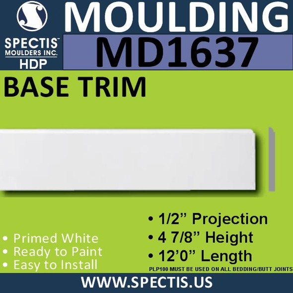 MD1637 Spectis Molding Base Trim 1/2"P x 4 7/8"H x 144"L