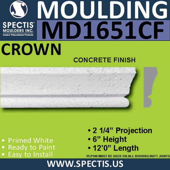 MD1651CF Spectis Concrete Finish Cap 2 1/4"P x 6"H x 144"L