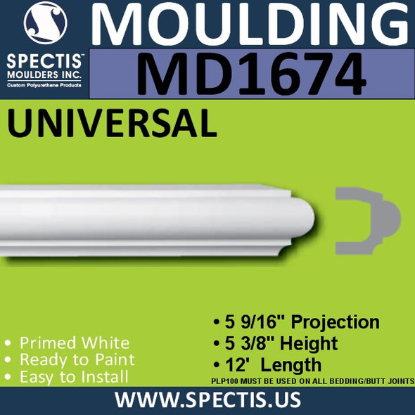 MD1674 Spectis Molding Base Cap 5 9/16"P x 5 3/8"H x 144"L