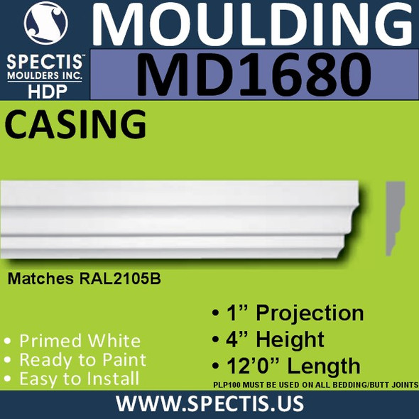 MD1680 Spectis Molding Cap Trim 1"P x 4"H x 144"L