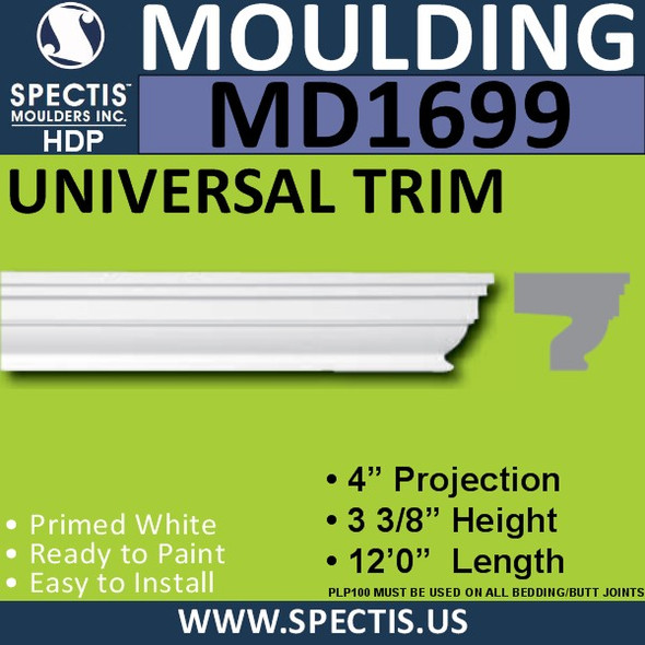 MD1699 Spectis Molding Cap Trim 4"P x 3 3/8"H x 144"L