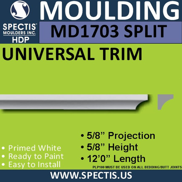 MD1703 SPLIT Spectis Molding Shoe Trim 5/8"P x 5/8"H x 144"L