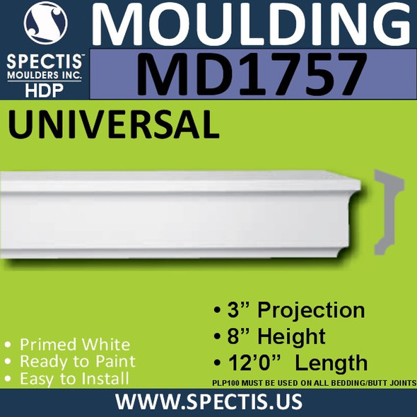 MD1757 Spectis Molding Cap Trim 3"P x 8"H x 144"L