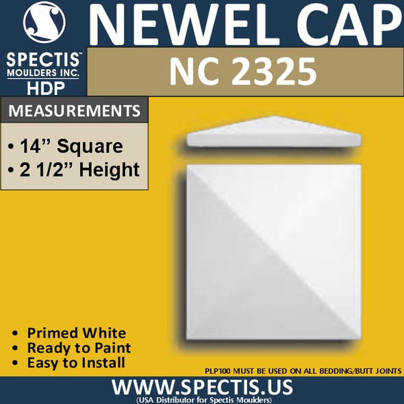 NC2325 Urethane Newel Cap 14" W x 2.5" H