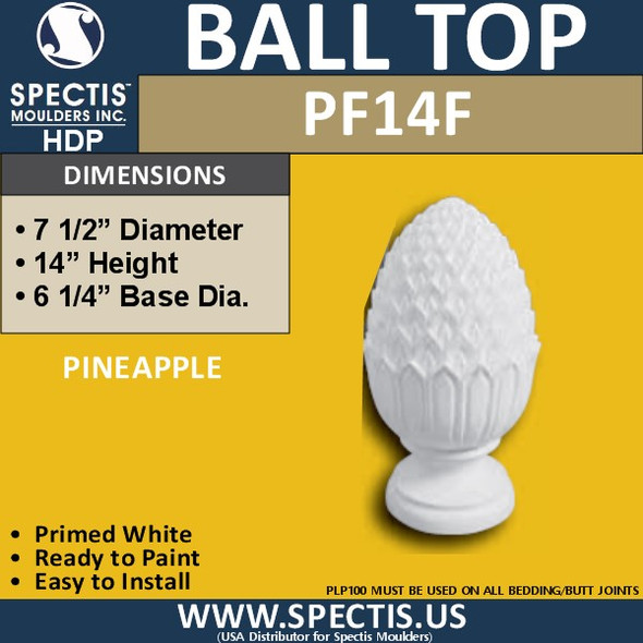 PF14F Pineapple Post Cap 7 1/2"D X 14"H X 6 1/4"Base