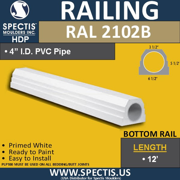 RAL2102B 3 1/2"W Smooth Finish Bottom Railing 144"