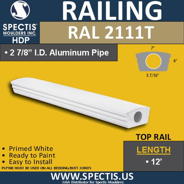 RAL2111T 5 7/16" Wide x 12' Long Top Hand Rail